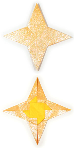 four-pointed origami paper star