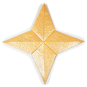 four-pointed seashell origami star back